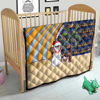 Anguilla Christmas Quilt with Snowman Palm Tree Ornaments Coconut Drink and Island Pattern Design - Wonder Print Shop