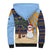 Anguilla Christmas Sherpa Hoodie with Snowman Palm Tree Ornaments Coconut Drink and Island Pattern Design - Wonder Print Shop