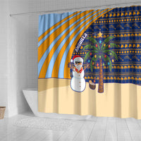Anguilla Christmas Shower Curtain with Snowman Palm Tree Ornaments Coconut Drink and Island Pattern Design - Wonder Print Shop