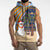 Anguilla Christmas Sleeveless Zip Hoodie with Snowman Palm Tree Ornaments Coconut Drink and Island Pattern Design - Wonder Print Shop