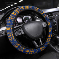 Anguilla Christmas Steering Wheel Cover with Snowman Palm Tree Ornaments Coconut Drink and Island Pattern Design - Wonder Print Shop