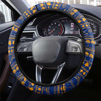 Anguilla Christmas Steering Wheel Cover with Snowman Palm Tree Ornaments Coconut Drink and Island Pattern Design - Wonder Print Shop