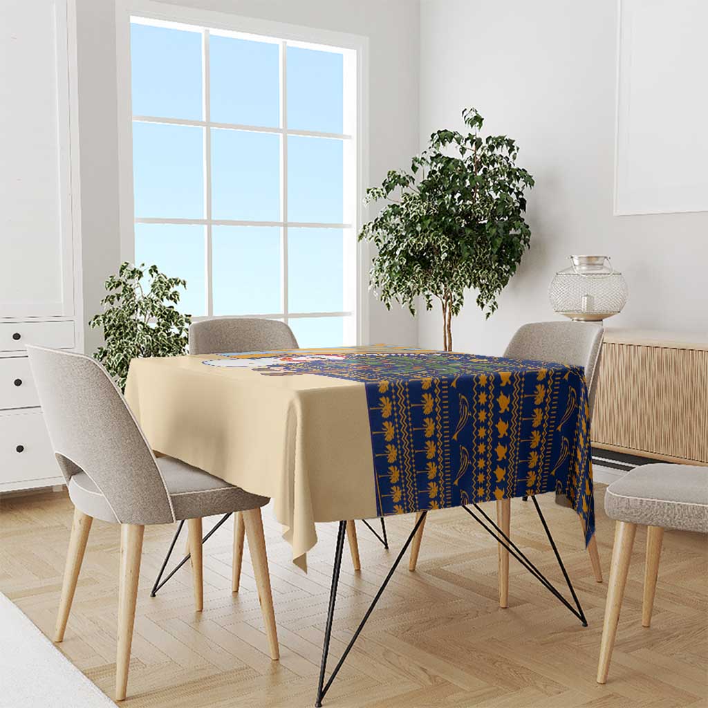 Anguilla Christmas Tablecloth with Snowman Palm Tree Ornaments Coconut Drink and Island Pattern Design - Wonder Print Shop