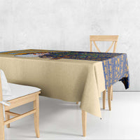 Anguilla Christmas Tablecloth with Snowman Palm Tree Ornaments Coconut Drink and Island Pattern Design - Wonder Print Shop