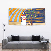 Anguilla Christmas Tapestry with Snowman Palm Tree Ornaments Coconut Drink and Island Pattern Design - Wonder Print Shop