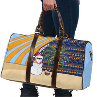 Anguilla Christmas Travel Bag with Snowman Palm Tree Ornaments Coconut Drink and Island Pattern Design - Wonder Print Shop