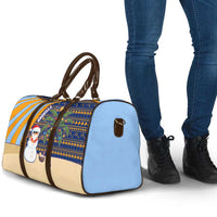 Anguilla Christmas Travel Bag with Snowman Palm Tree Ornaments Coconut Drink and Island Pattern Design - Wonder Print Shop