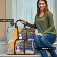 Anguilla Christmas Travel Bag with Snowman Palm Tree Ornaments Coconut Drink and Island Pattern Design - Wonder Print Shop
