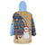 Anguilla Christmas Wearable Blanket Hoodie with Snowman Palm Tree Ornaments Coconut Drink and Island Pattern Design - Wonder Print Shop
