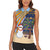 Anguilla Christmas Women Sleeveless Polo Shirt with Snowman Palm Tree Ornaments Coconut Drink and Island Pattern Design - Wonder Print Shop