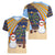Anguilla Christmas Women V-Neck T-Shirt with Snowman Palm Tree Ornaments Coconut Drink and Island Pattern Design - Wonder Print Shop