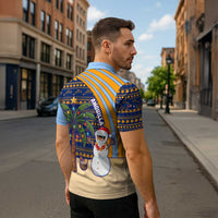 Anguilla Christmas Zipper Polo Shirt with Snowman Palm Tree Ornaments Coconut Drink and Island Pattern Design - Wonder Print Shop