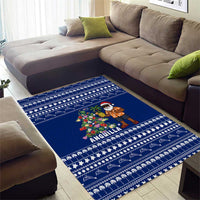 Anguilla Christmas Area Rug with Santa Pineapple Floral Tree Island Crest and Tropical Pattern Design - Wonder Print Shop