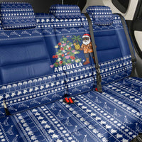 Anguilla Christmas Back Car Seat Cover with Santa Pineapple Floral Tree Island Crest and Tropical Pattern Design - Wonder Print Shop