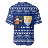 Anguilla Christmas Baseball Jersey with Santa Pineapple Floral Tree Island Crest and Tropical Pattern Design - Wonder Print Shop