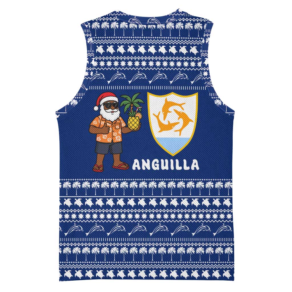 Anguilla Christmas Basketball Jersey with Santa Pineapple Floral Tree Island Crest and Tropical Pattern Design - Wonder Print Shop