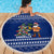 Anguilla Christmas Beach Blanket with Santa Pineapple Floral Tree Island Crest and Tropical Pattern Design - Wonder Print Shop