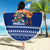 Anguilla Christmas Beach Blanket with Santa Pineapple Floral Tree Island Crest and Tropical Pattern Design - Wonder Print Shop