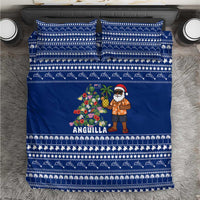 Anguilla Christmas Bedding Set with Santa Pineapple Floral Tree Island Crest and Tropical Pattern Design - Wonder Print Shop
