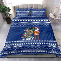 Anguilla Christmas Bedding Set with Santa Pineapple Floral Tree Island Crest and Tropical Pattern Design - Wonder Print Shop
