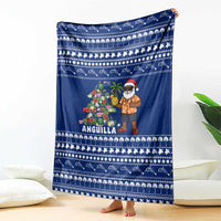 Anguilla Christmas Blanket with Santa Pineapple Floral Tree Island Crest and Tropical Pattern Design - Wonder Print Shop