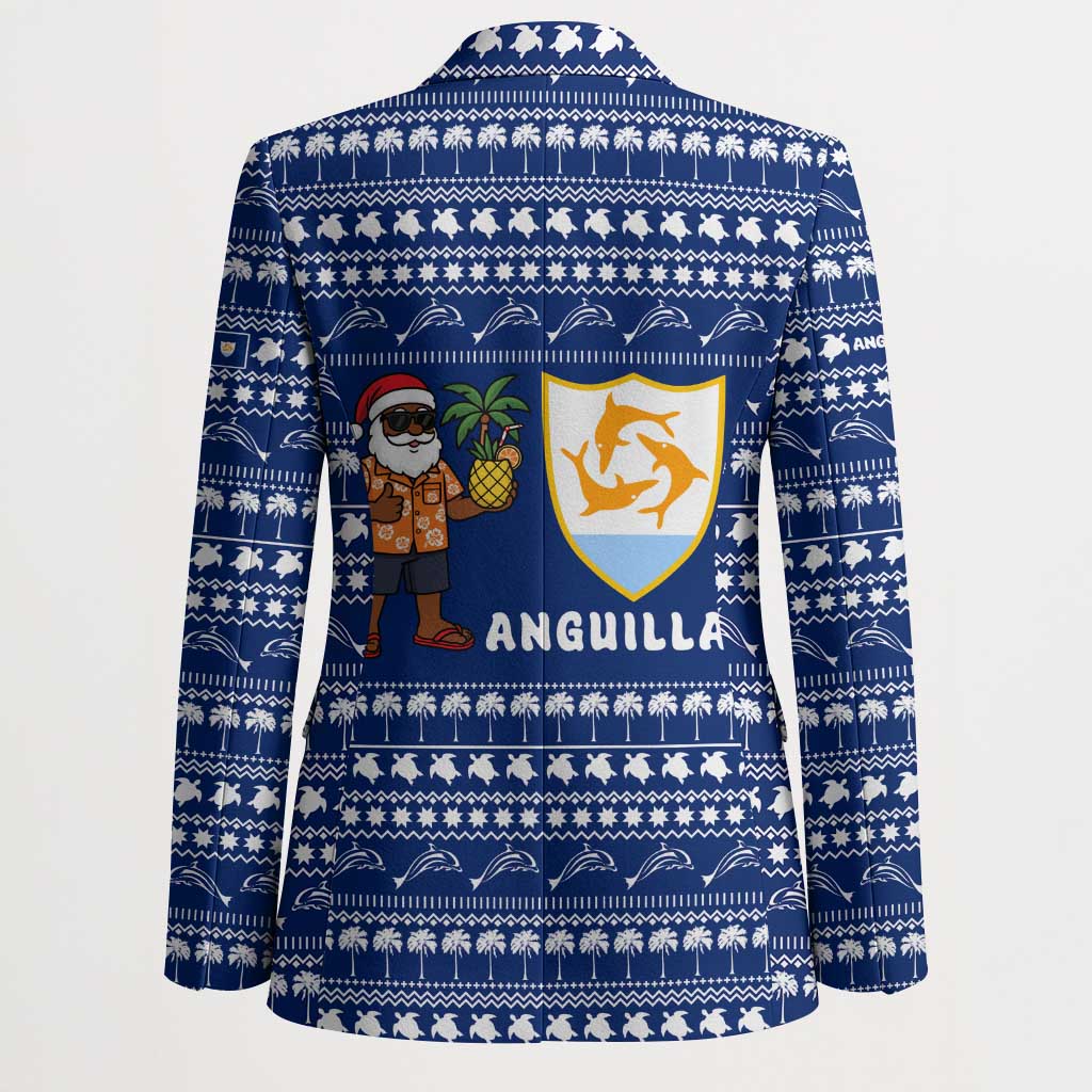 Anguilla Christmas Blazer with Santa Pineapple Floral Tree Island Crest and Tropical Pattern Design - Wonder Print Shop