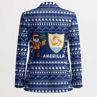Anguilla Christmas Blazer with Santa Pineapple Floral Tree Island Crest and Tropical Pattern Design - Wonder Print Shop