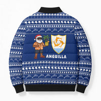 Anguilla Christmas Bomber Puffer Jacket with Santa Pineapple Floral Tree Island Crest and Tropical Pattern Design - Wonder Print Shop