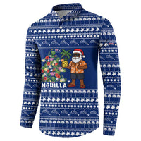 Anguilla Christmas Button Sweatshirt with Santa Pineapple Floral Tree Island Crest and Tropical Pattern Design - Wonder Print Shop