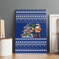 Anguilla Christmas Canvas Wall Art with Santa Pineapple Floral Tree Island Crest and Tropical Pattern Design - Wonder Print Shop
