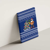 Anguilla Christmas Canvas Wall Art with Santa Pineapple Floral Tree Island Crest and Tropical Pattern Design - Wonder Print Shop