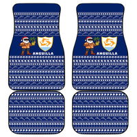 Anguilla Christmas Car Mats with Santa Pineapple Floral Tree Island Crest and Tropical Pattern Design - Wonder Print Shop