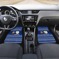 Anguilla Christmas Car Mats with Santa Pineapple Floral Tree Island Crest and Tropical Pattern Design - Wonder Print Shop