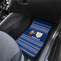 Anguilla Christmas Car Mats with Santa Pineapple Floral Tree Island Crest and Tropical Pattern Design - Wonder Print Shop