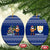 Anguilla Christmas Ceramic Ornament with Santa Pineapple Floral Tree Island Crest and Tropical Pattern Design - Wonder Print Shop