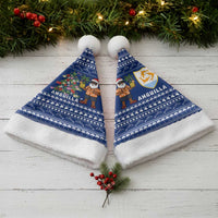 Anguilla Christmas Santa Hat with Santa Pineapple Floral Tree Island Crest and Tropical Pattern Design - Wonder Print Shop