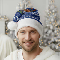 Anguilla Christmas Santa Hat with Santa Pineapple Floral Tree Island Crest and Tropical Pattern Design - Wonder Print Shop