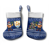 Anguilla Christmas Stocking with Santa Pineapple Floral Tree Island Crest and Tropical Pattern Design - Wonder Print Shop
