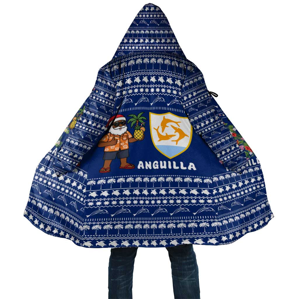 Anguilla Christmas Cloak with Santa Pineapple Floral Tree Island Crest and Tropical Pattern Design - Wonder Print Shop