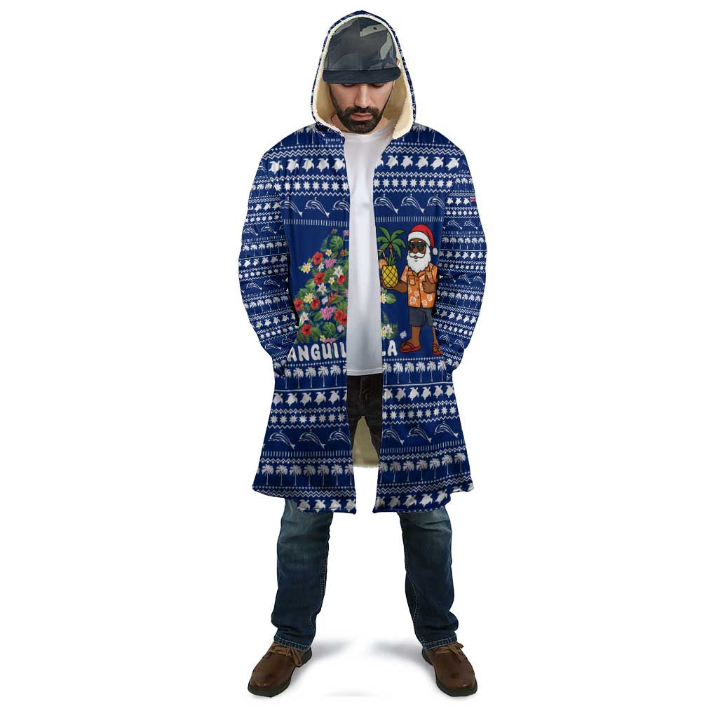 Anguilla Christmas Cloak with Santa Pineapple Floral Tree Island Crest and Tropical Pattern Design - Wonder Print Shop