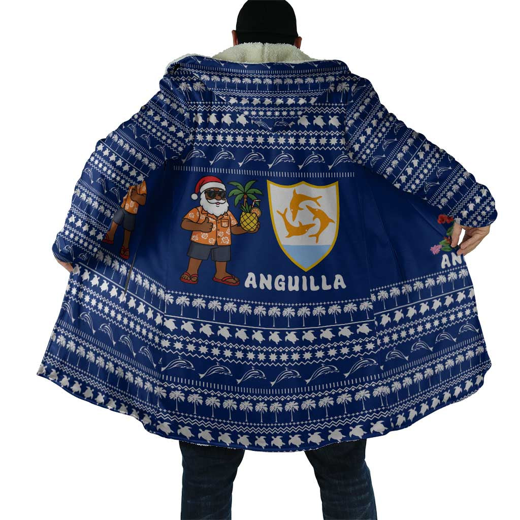 Anguilla Christmas Cloak with Santa Pineapple Floral Tree Island Crest and Tropical Pattern Design - Wonder Print Shop