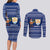 Anguilla Christmas Couples Matching Long Sleeve Bodycon Dress and Long Sleeve Button Shirt with Santa Pineapple Floral Tree Island Crest and Tropical Pattern Design - Wonder Print Shop