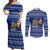 Anguilla Christmas Couples Matching Off Shoulder Maxi Dress and Long Sleeve Button Shirt with Santa Pineapple Floral Tree Island Crest and Tropical Pattern Design - Wonder Print Shop