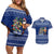 Anguilla Christmas Couples Matching Off Shoulder Short Dress and Hawaiian Shirt with Santa Pineapple Floral Tree Island Crest and Tropical Pattern Design - Wonder Print Shop