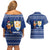 Anguilla Christmas Couples Matching Off Shoulder Short Dress and Hawaiian Shirt with Santa Pineapple Floral Tree Island Crest and Tropical Pattern Design - Wonder Print Shop