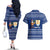 Anguilla Christmas Couples Matching Off The Shoulder Long Sleeve Dress and Hawaiian Shirt with Santa Pineapple Floral Tree Island Crest and Tropical Pattern Design - Wonder Print Shop