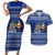 Anguilla Christmas Couples Matching Short Sleeve Bodycon Dress and Hawaiian Shirt with Santa Pineapple Floral Tree Island Crest and Tropical Pattern Design - Wonder Print Shop