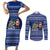 Anguilla Christmas Couples Matching Short Sleeve Bodycon Dress and Long Sleeve Button Shirt with Santa Pineapple Floral Tree Island Crest and Tropical Pattern Design - Wonder Print Shop