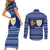Anguilla Christmas Couples Matching Short Sleeve Bodycon Dress and Long Sleeve Button Shirt with Santa Pineapple Floral Tree Island Crest and Tropical Pattern Design - Wonder Print Shop