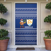 Anguilla Christmas Door Cover with Santa Pineapple Floral Tree Island Crest and Tropical Pattern Design - Wonder Print Shop